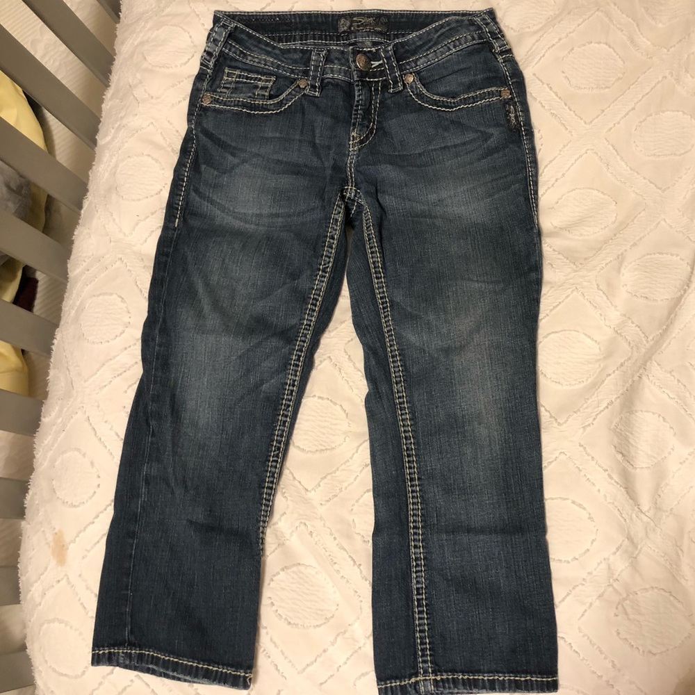 Silver Jean Capri Pants
